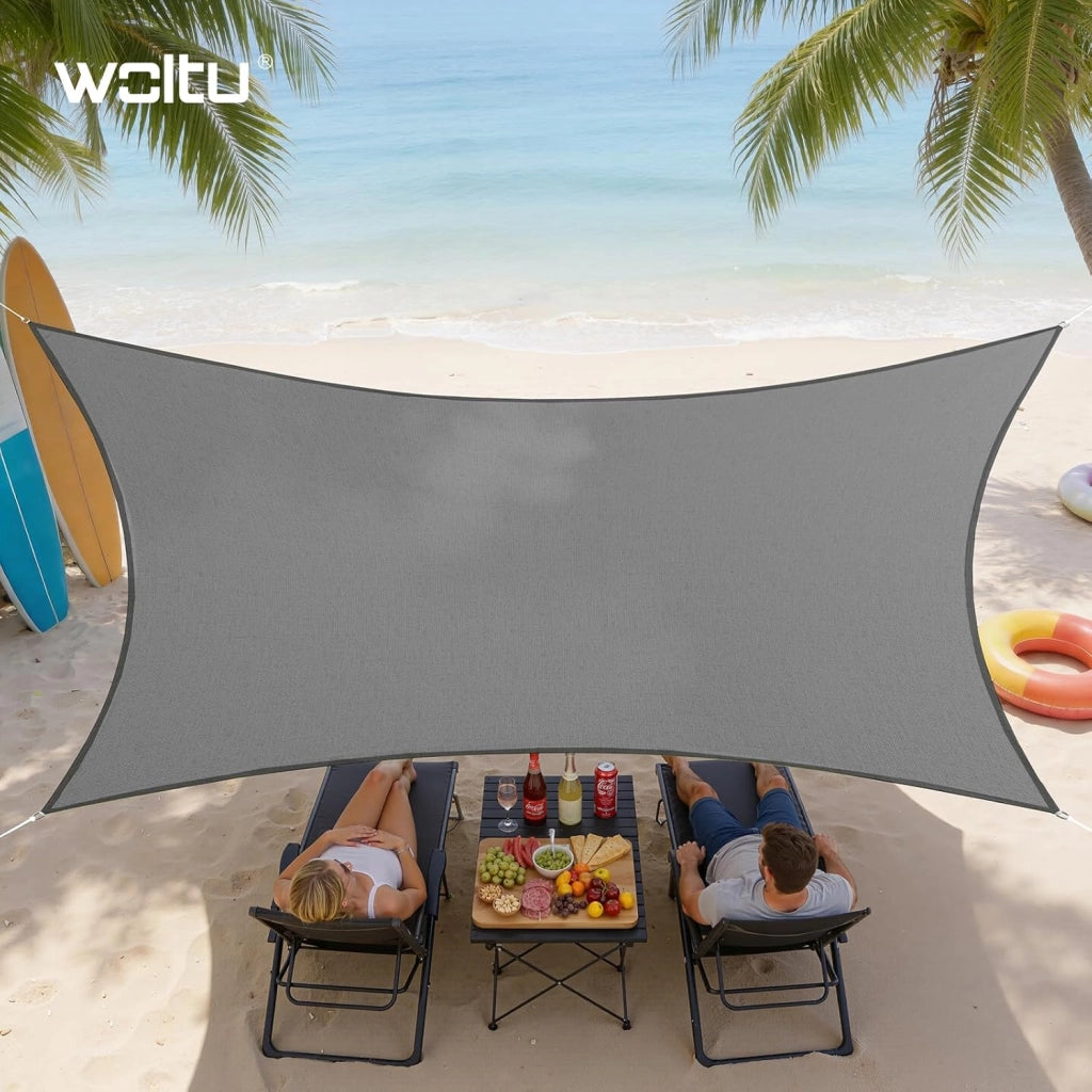 Vela ombreggiante 4x6m in PES 160 g/m² Idrorepellente Tenda a Vela Parasole Rettangolare Protezione Solare Respirante Anti UV Giardino Esterni Grigio