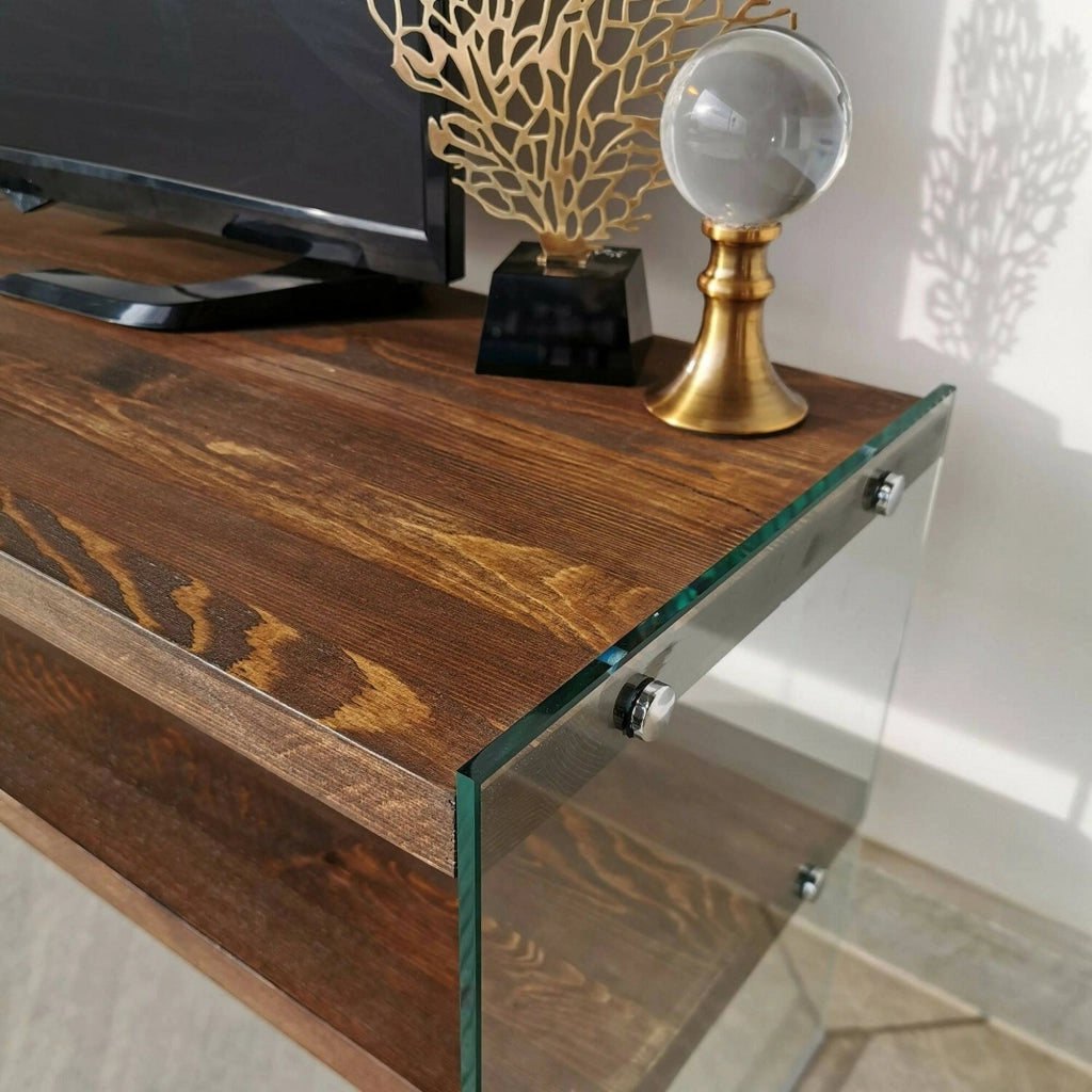 Mobile porta TV Italia, Credenza da soggiorno, Armadio basso per TV, Base parete attrezzata, 120x35h45 cm, Noce