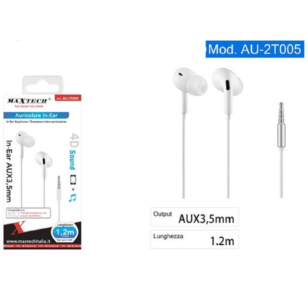 Trade Shop - Auricolari In-ear Cuffie Aux 3.5mm Cavo Alta Velocità 1.2mt Smartphone Au-2t005 -