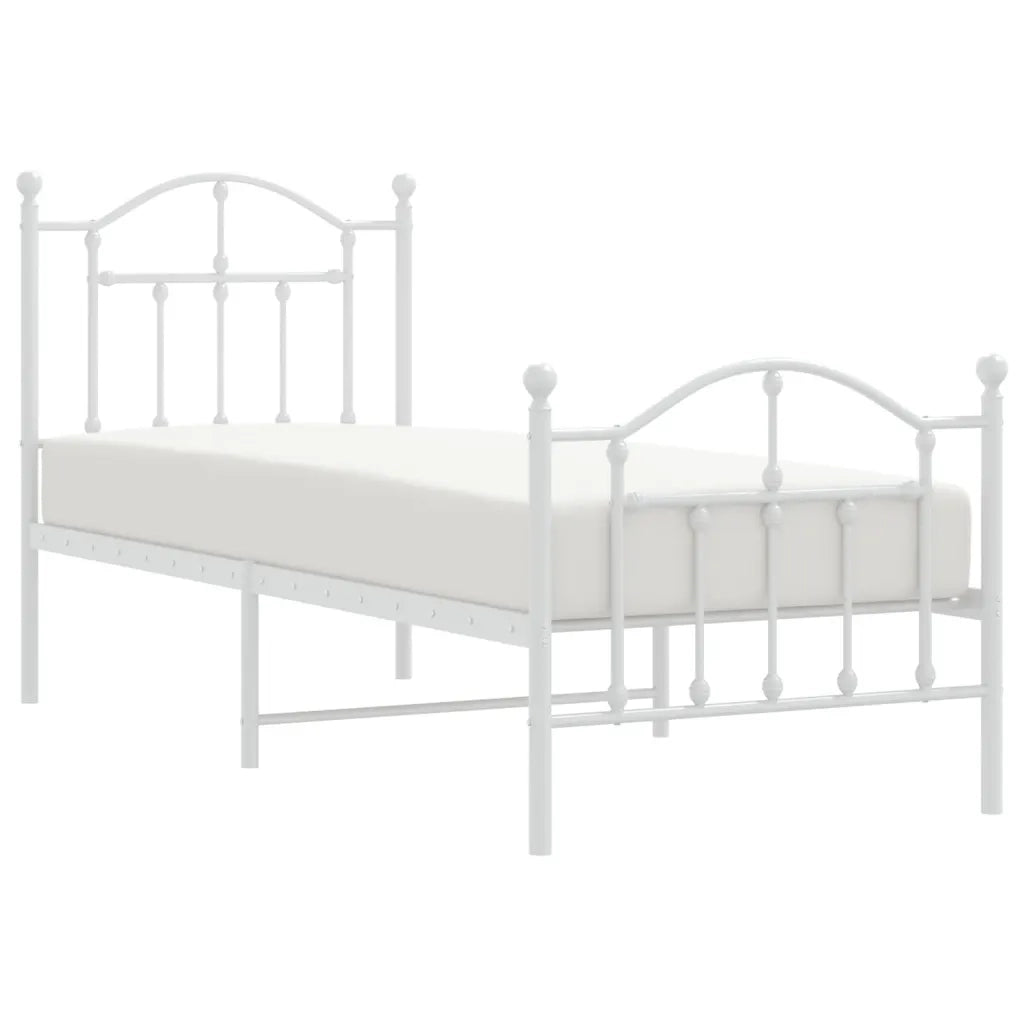 Giroletto con Testiera e Pediera Metallo Bianco 75x190 cm 353496