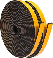 Tappo di schiuma autoforato 7x15mm - Tappo di schiuma per porte e finestre - Tappo di gomma - Striscia di tappo contro la toccata fredda - Isolante acustico - Nero - 2 rotoli - 20 metri