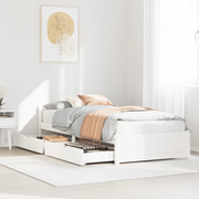 Letto senza Materasso-Struttura Letto Bianco 90x190 cm in Legno Massello Pino 983452