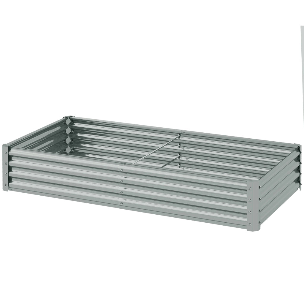 Letto da Giardino Rialzato ¨C Zephmum ¨C Grigio Argento Acciaio Galvanizzato 180x90x30 cm