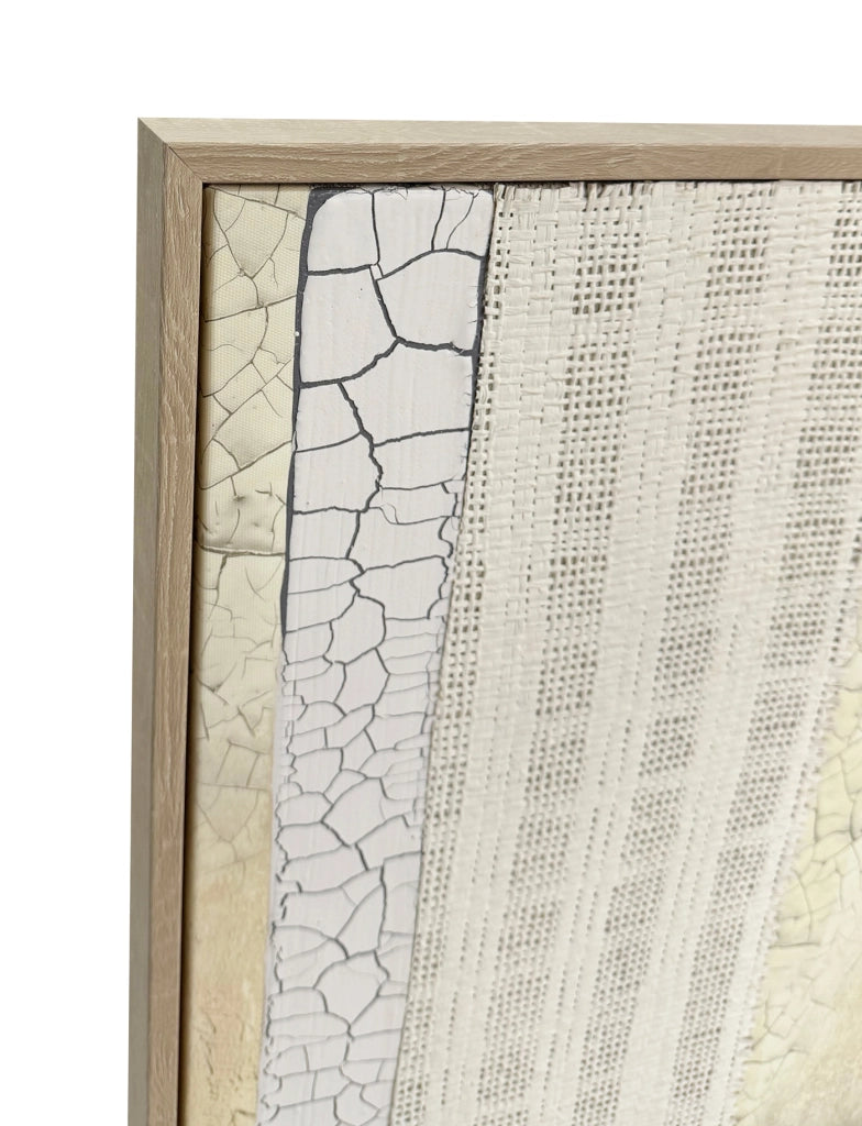 Tela incorniciata dipinta Hispanohogar astratta verde, bianco e beige 90x60
