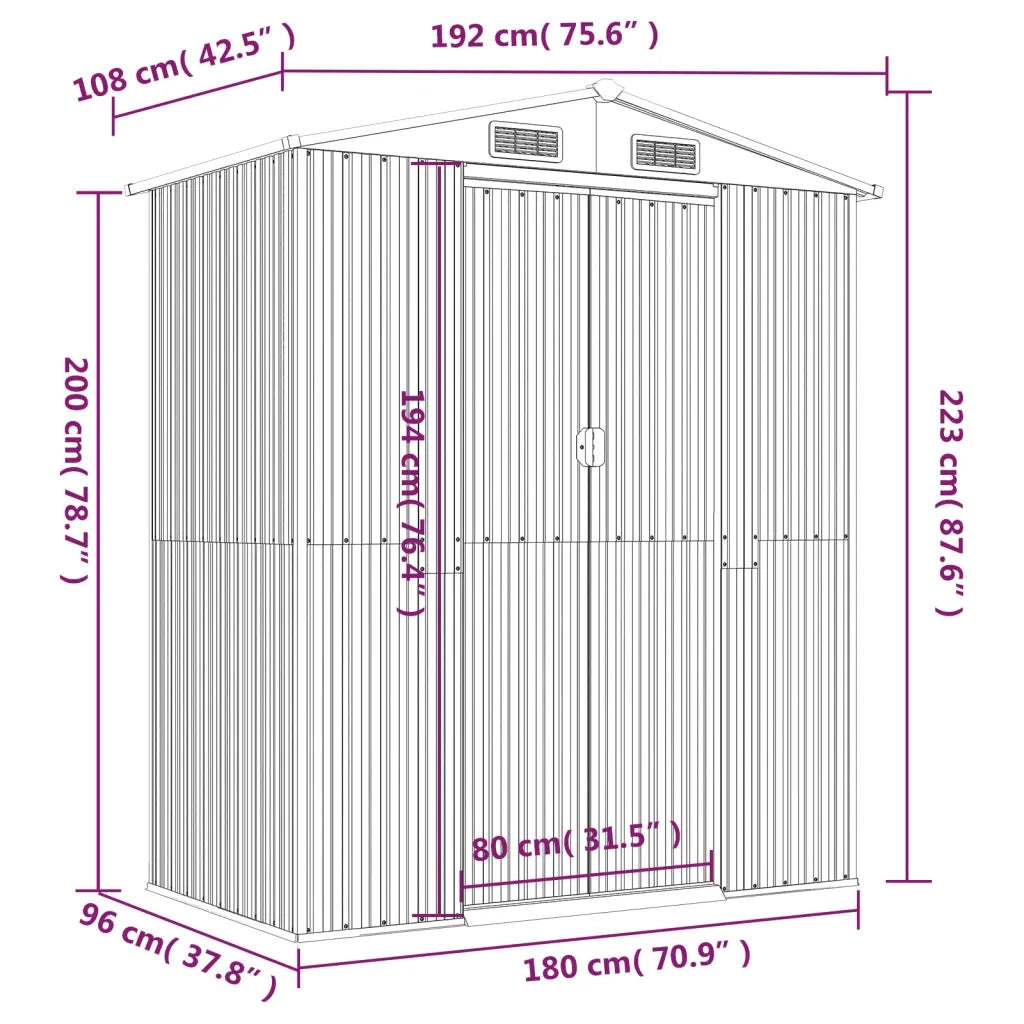 Capanno Giardino Marrone Chiaro 192x108x223 cm Acciaio Zincato cod mxl 50068