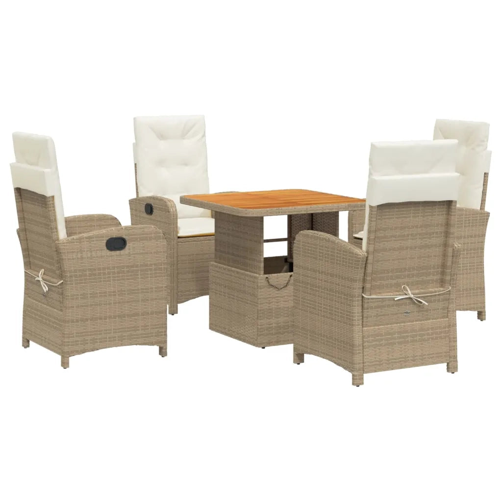 Set da Pranzo da Giardino 5 pz con Cuscini Beige in Polyrattan 3277350