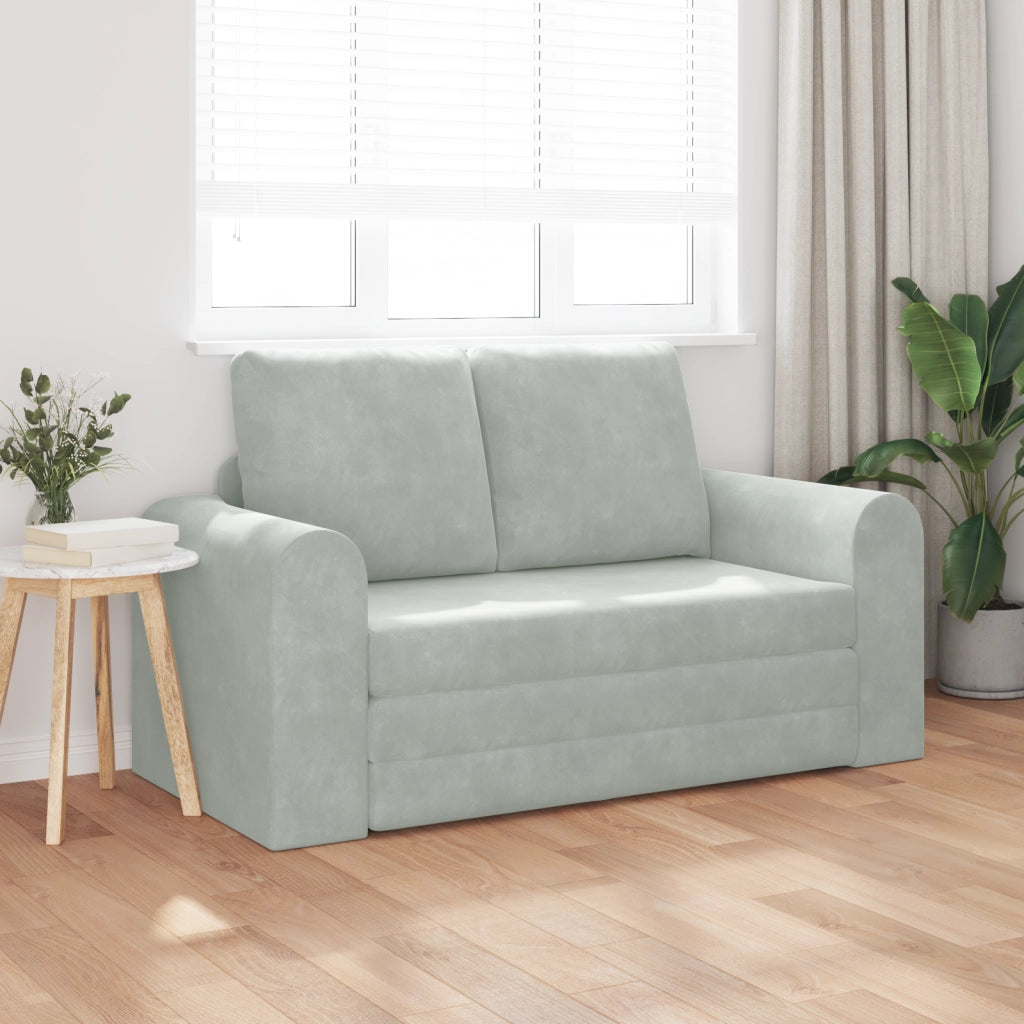 Divano Letto vitaXL 2-in-1 Grigio Chiaro 148x71x83 cm Velour