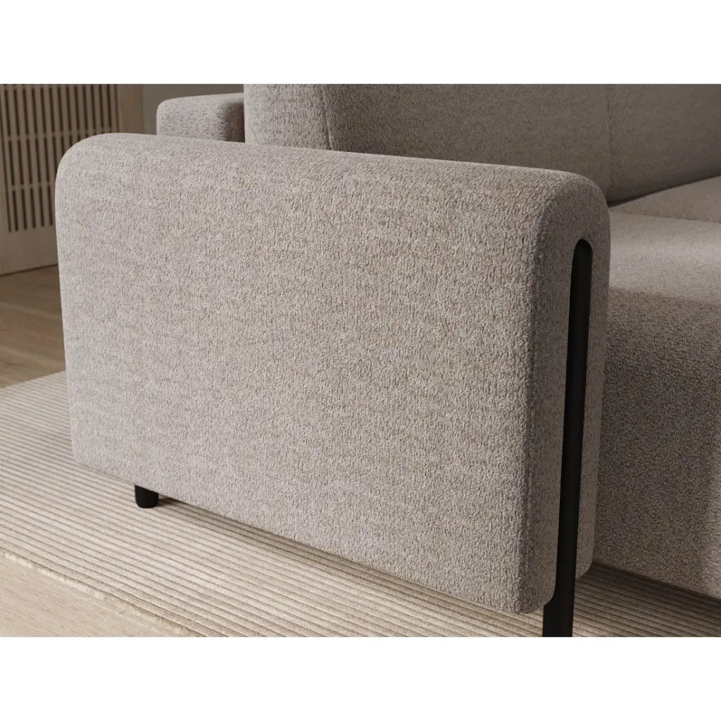 Divano ad angolo convertibile ARVESSA beige sabbia – Angolo sinistro con contenitore