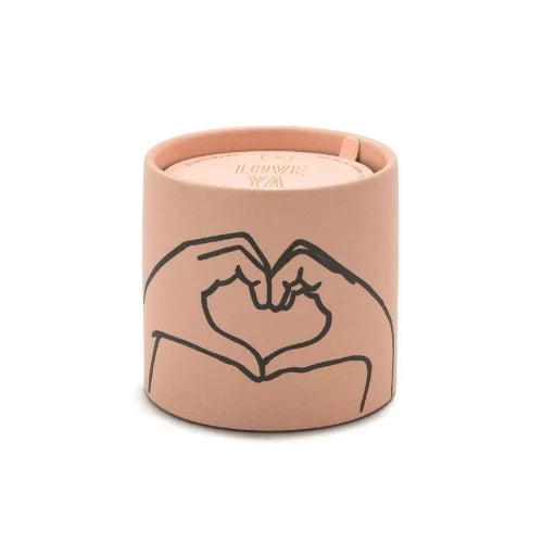 Candela in ceramica Impressions 163 g - Rosa antico - Cuore - Tabacco e vaniglia
