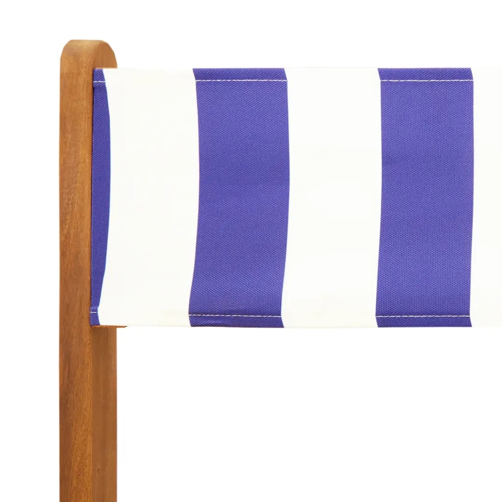 Sedie da Giardino Pieghevoli 4 pz | Sedie da Esterno Blu e Bianco Tessuto e Legno