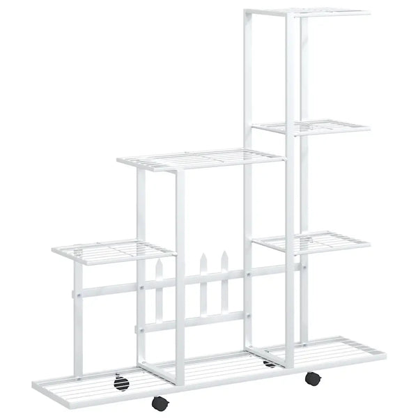 Portapiante | Sostegno per piante con Ruote 94,5x25x92,5 cm Bianco in Metallo