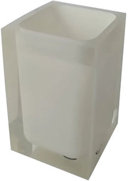 Cassettiera da bagno Auckland, dimensioni e peso: 11 x 7,2 x 7,2 cm & 0,29 kg, contenitore per spazzola da denti realizzato in resina trasparente di alta qualità, progetto R&E, manufatto artigianale, garanzia 2 anni, unico.