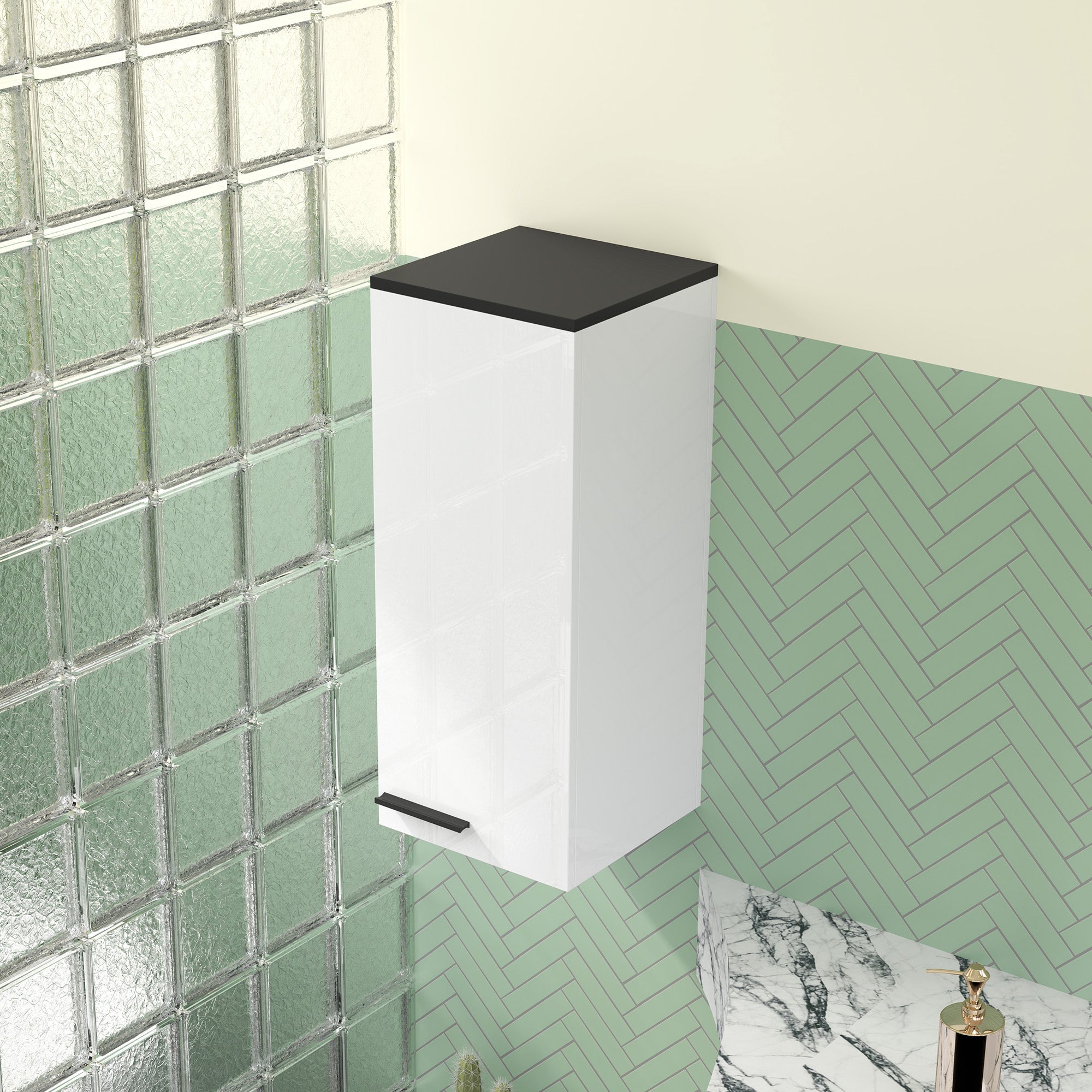 Pensile da Bagno Armadietto a 1 Anta con Ripiani 30x32x73 cm Bianco