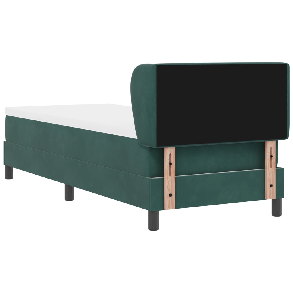 Letto Box Spring  con Materasso Verde Scuro 80x200 cm in Velluto