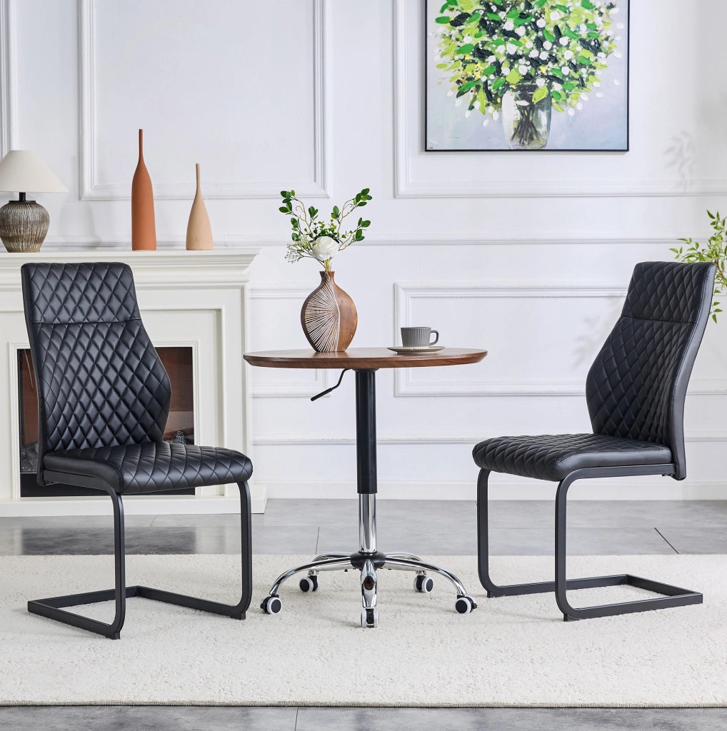 Set di 2 sedie da pranzo con schienale alto 100 cm; in PU nero e metallo nero