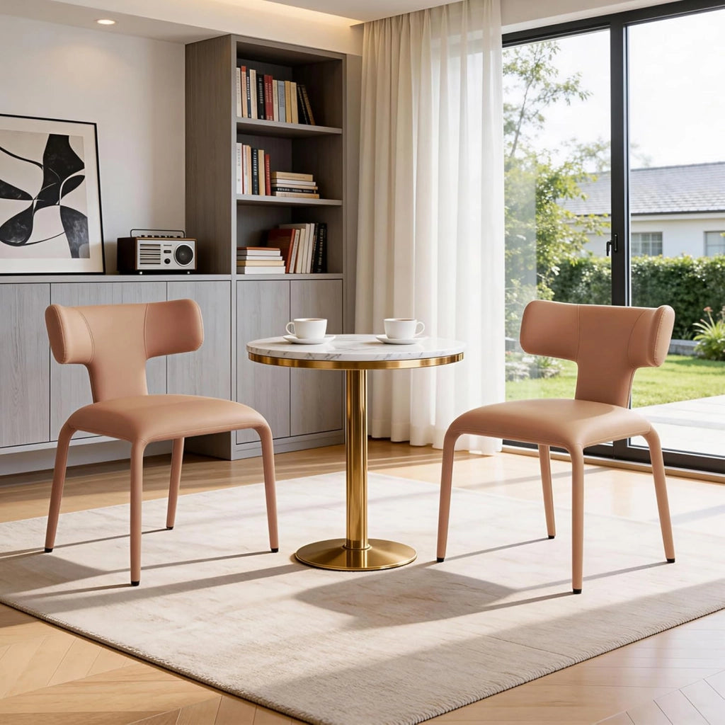 Set di 4 Sedie da Pranzo, Sedie Cucina con Schienale Curvo, Struttura Metallica, Rivestimento in Pelle Sintetica, per Sala da Pranzo, Soggiorno, Cucina,Marrone cammello chiaro