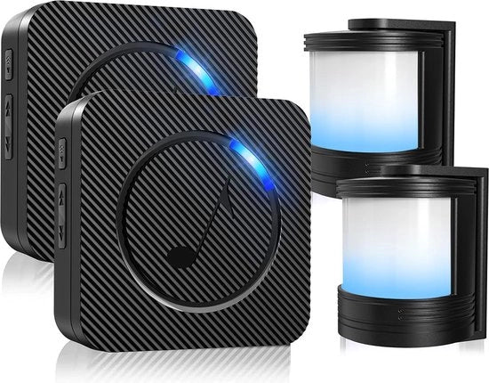Entrata doppia - Avviso di presenza - Melder di passaggio - Sicurezza - Nero con illuminazione