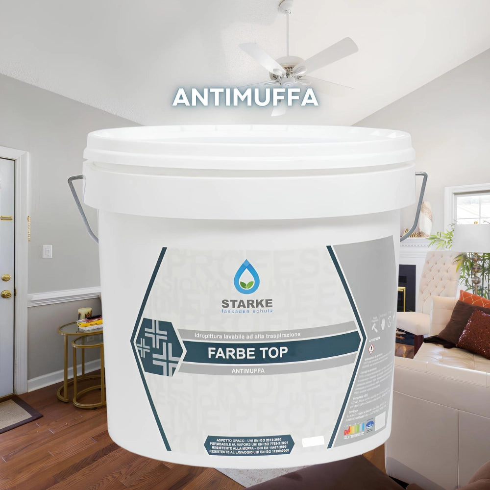 Farbe top pittura murale superlavabile igienizzante antimuffa ottima copertura *** formato 5 lt, confezione 1
