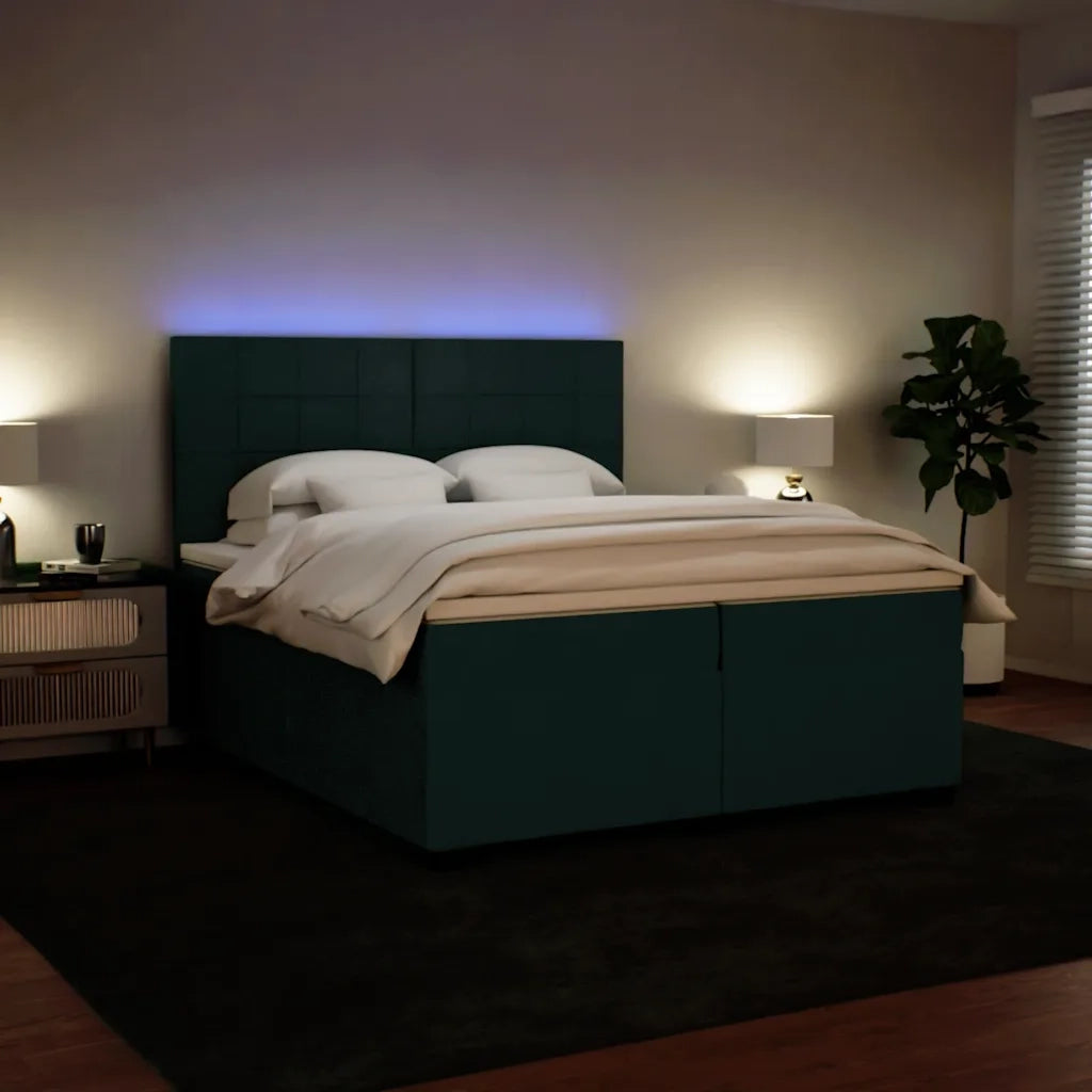Giroletto a Molle con Materasso Verde Scuro 200x200 cm Velluto