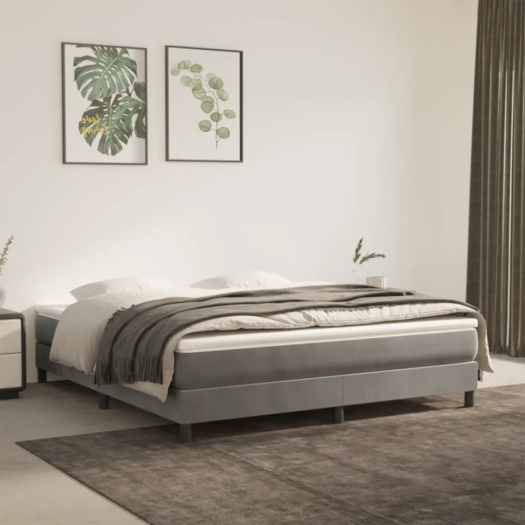 Struttura Letto a Rete a Molle Grigio Chiaro 180x200 cm Velluto 3120784