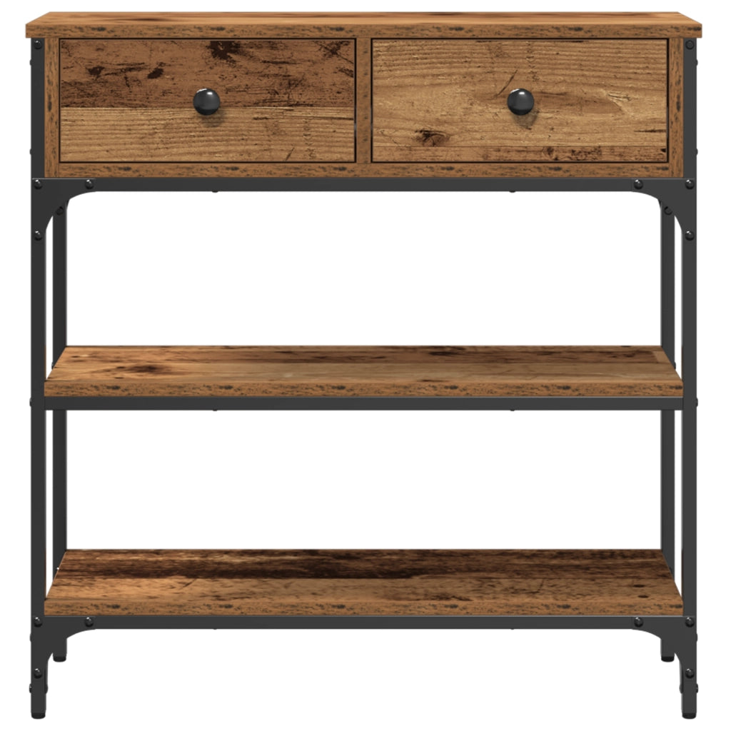 Tavolino in Legno Vecchio 72,5x25x75 cm Legno Ingegnerizzato e Acciaio