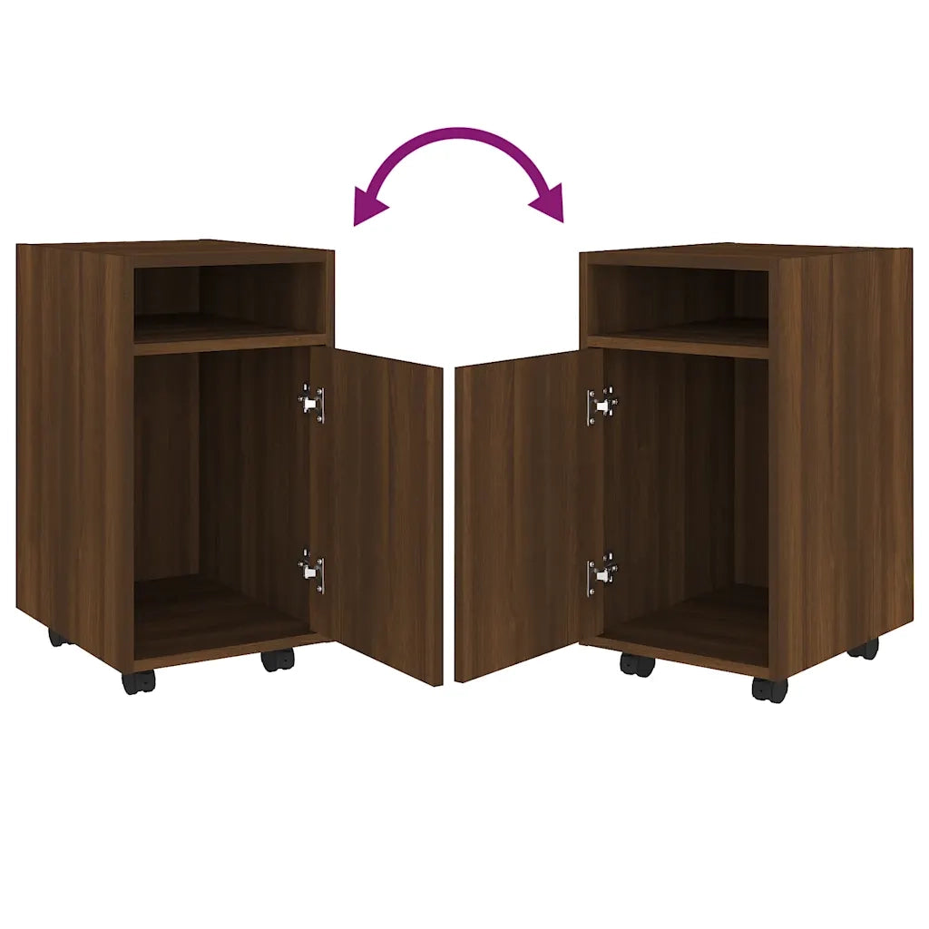 Mobiletto con Ruote Rovere Marrone 33x38x60cm Legno Multistrato 815854