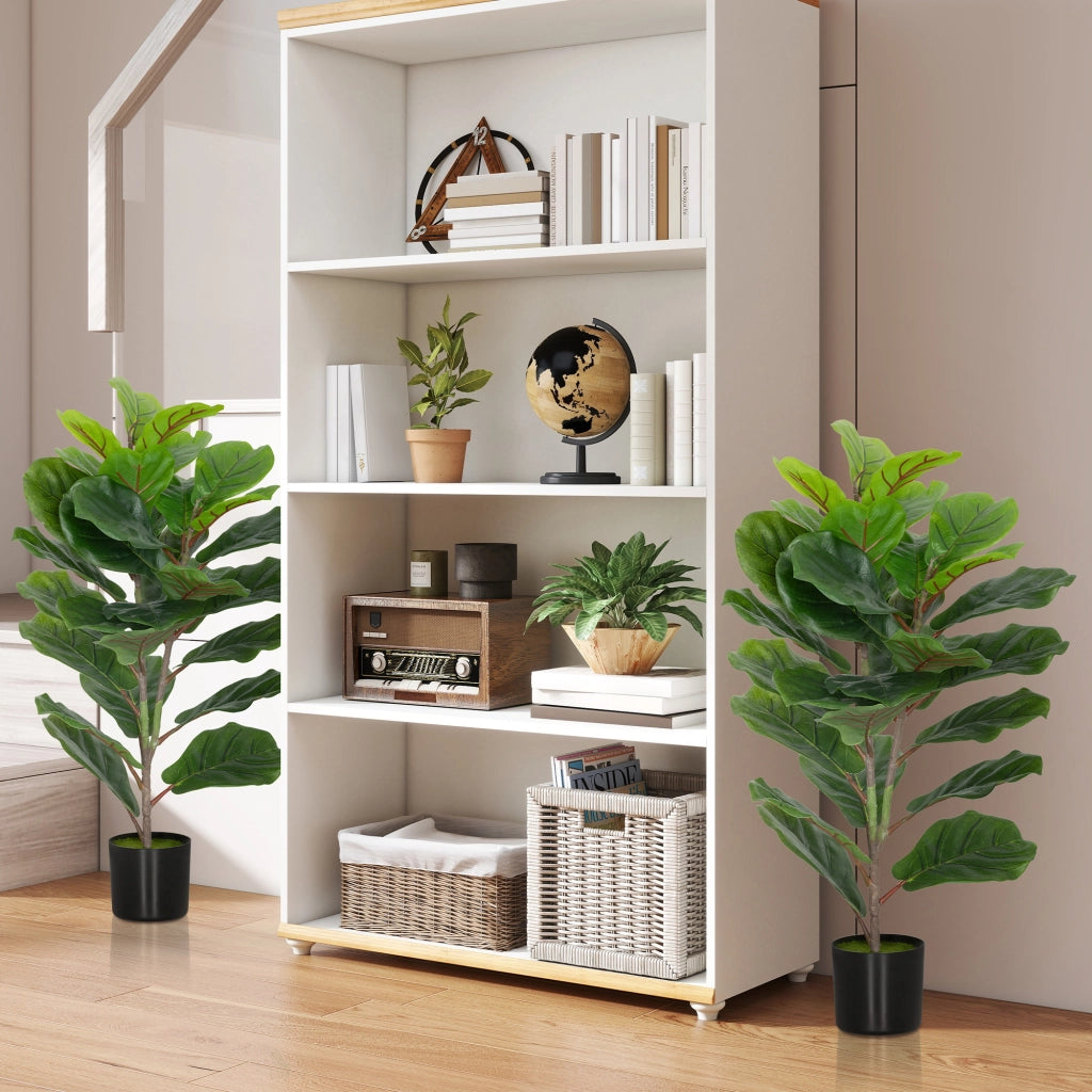 Pianta Artificiale Ficus - Xylo - Set 2 Pezzi 80cm con Vaso Plastica Verde
