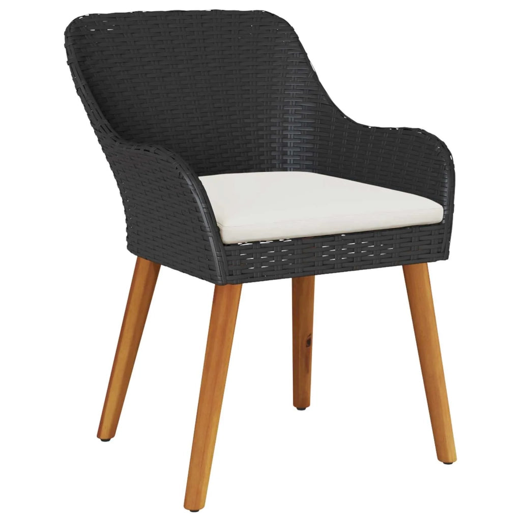 Set da Pranzo per Giardino con cuscino 5 pcs Nero polyrattan