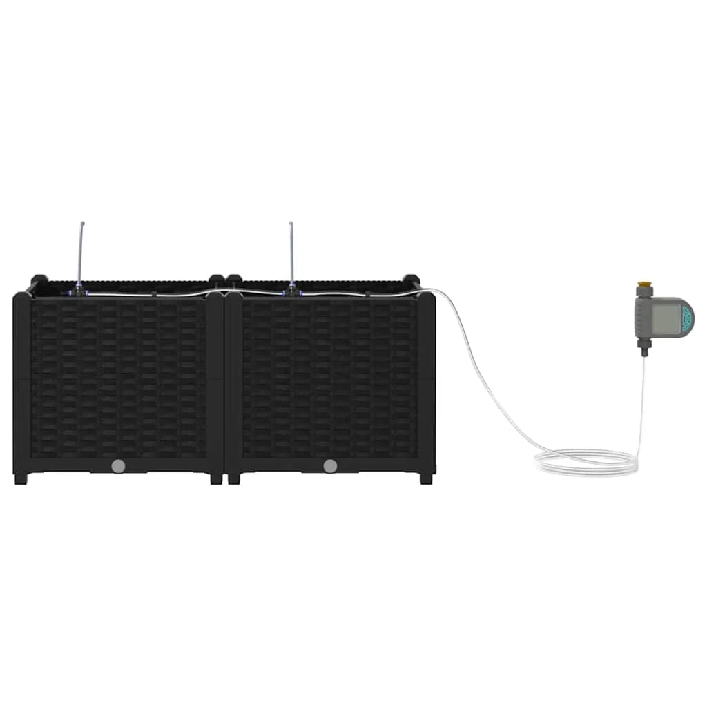Set di 2 fioriere da giardino moderne 80 x 40 x 37,5 cm pratiche e resistenti in acciaio nero 02_0058543