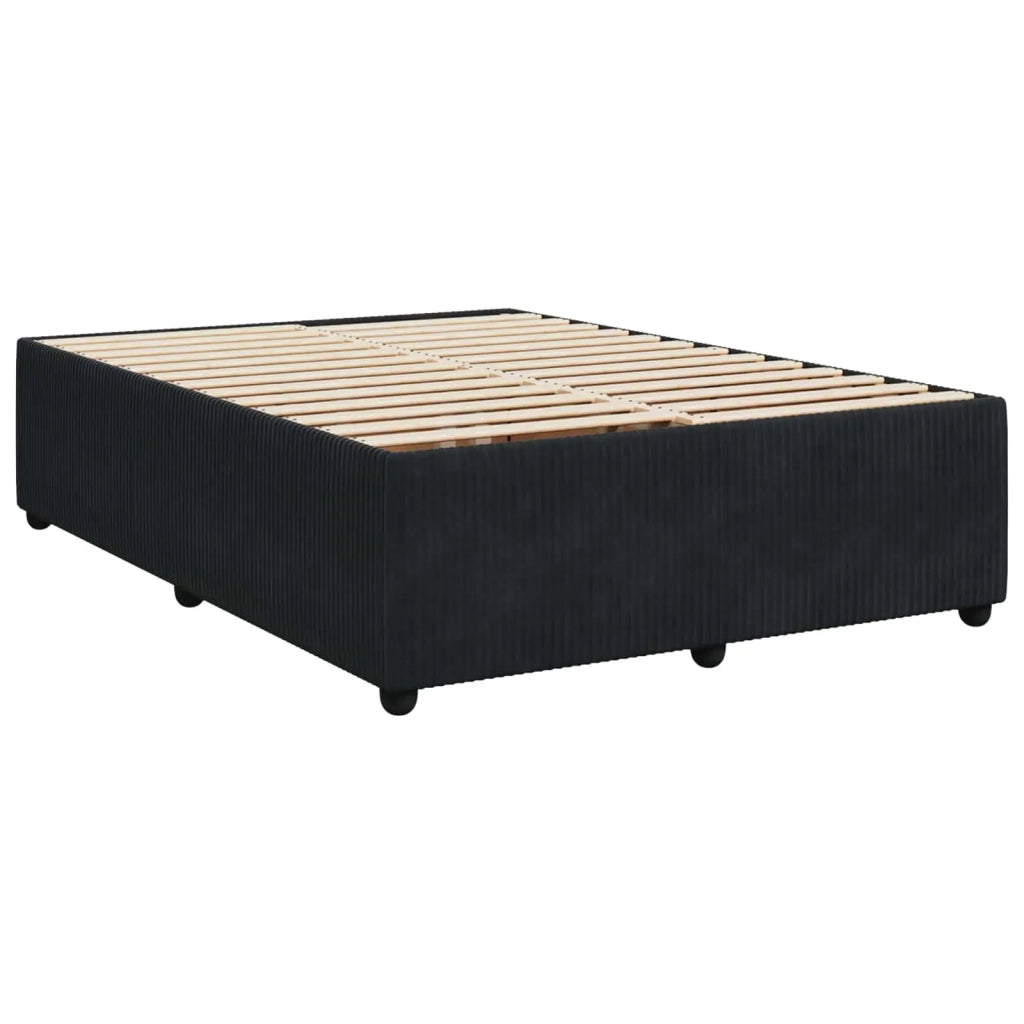 Letto Box Spring LED con Materasso Nero 140 x 190 cm Velluto 3456061