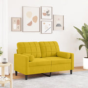 Divano a 2 Posti con Cuscini-Sofa 2 Posti con Cuscini Giallo 120 cm in Velluto 126446