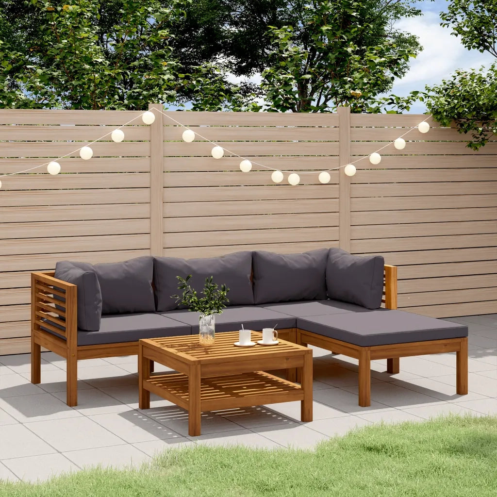Set Divani da Giardino 5 pz con Cuscini in Massello di Acacia 3086895