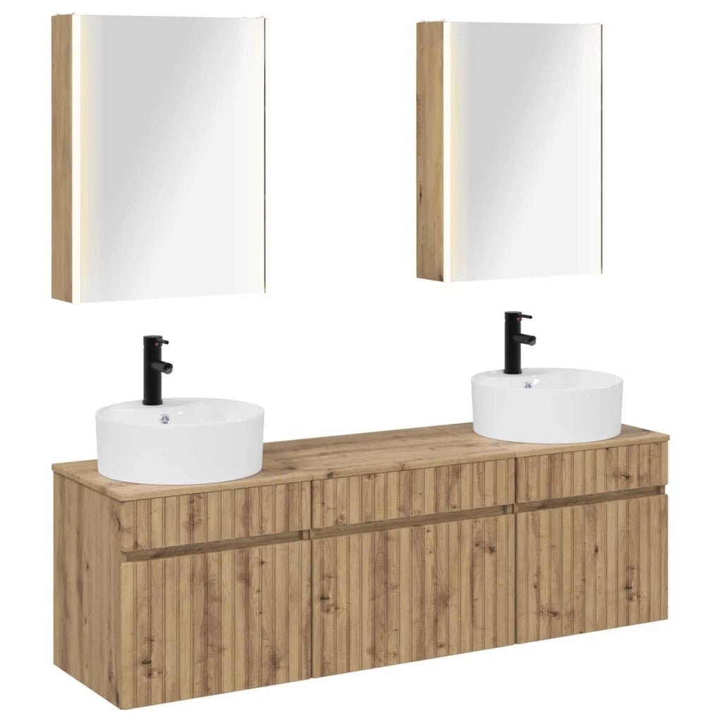 Set di Armadi da Bagno 5 pcs Rovere Artigianale 3406614