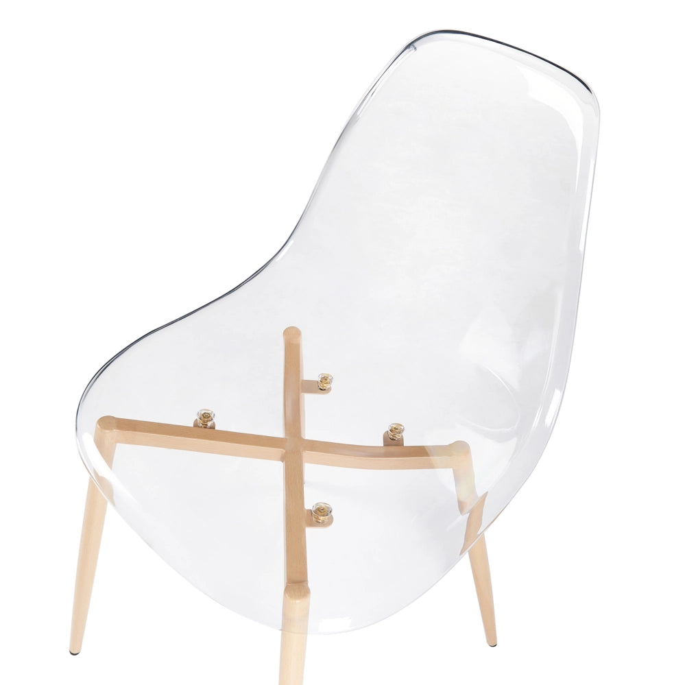 Set di 4 sedie da pranzo Seduta sintetica trasparente Gambe in metallo Seduta moderna semplice e minimalista