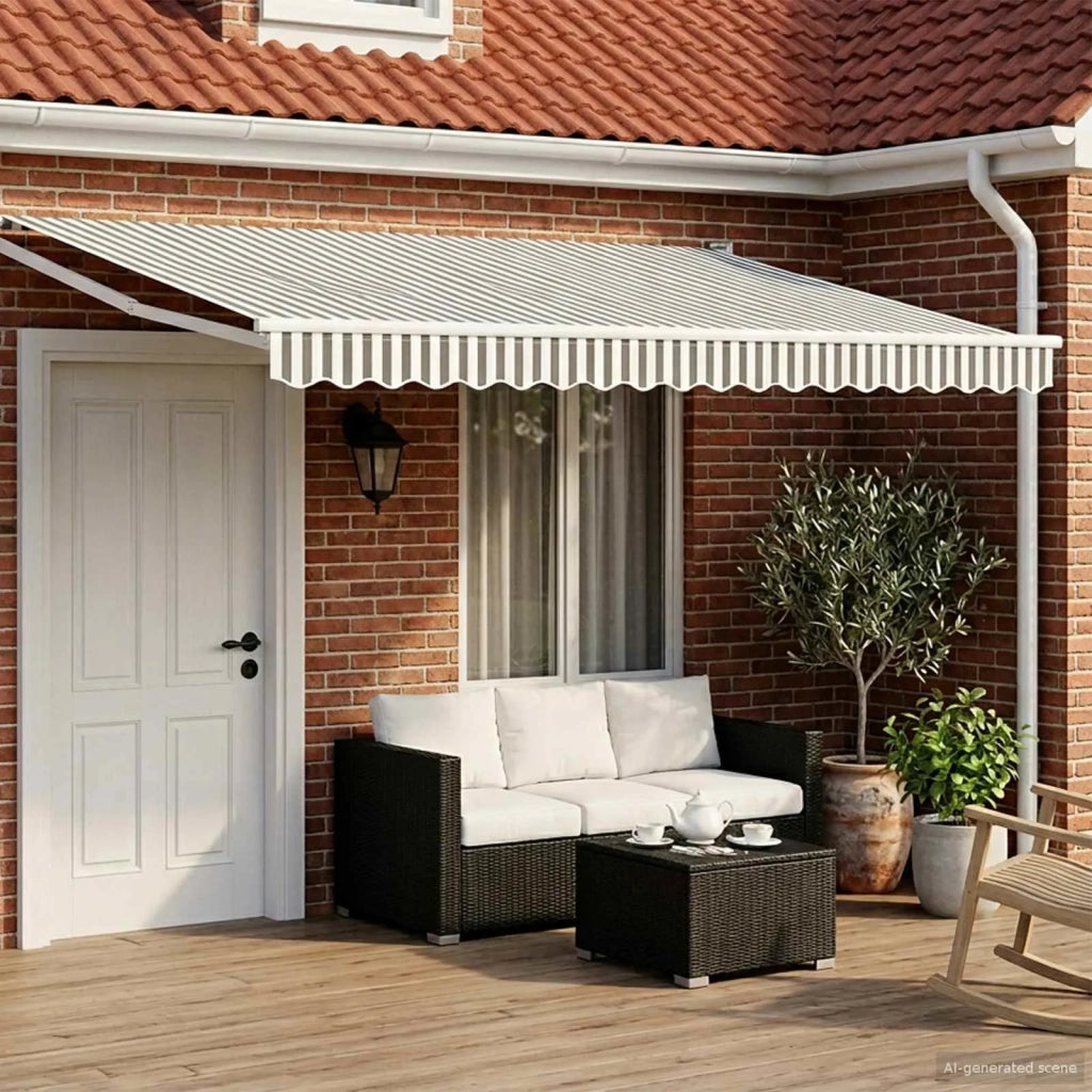 Tenda da Sole | Tenda retrattile manuale con LED Antracite e Bianco 4 ¡Á 3 m
