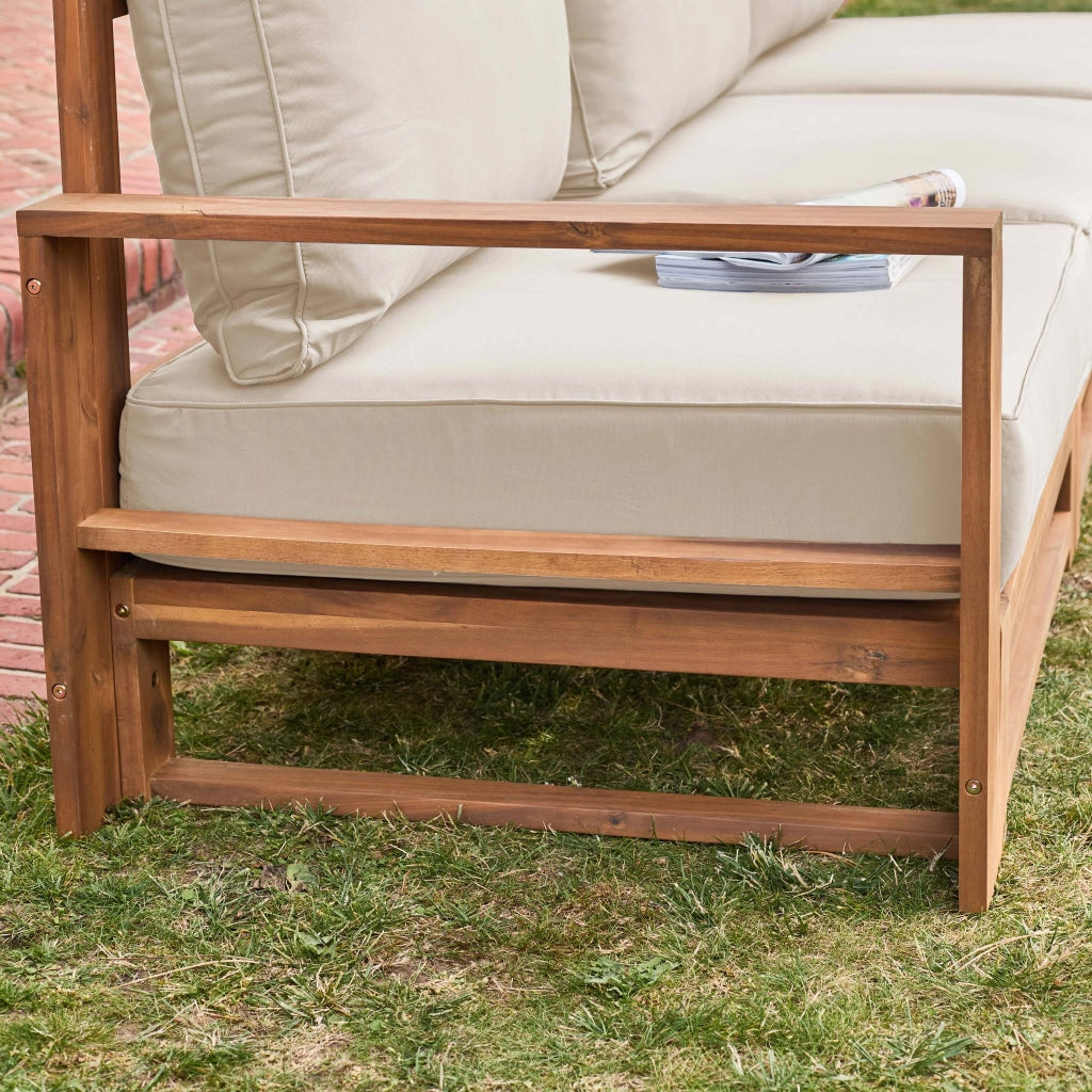 Salotto da giardino in legno, 5 posti, marrone naturale