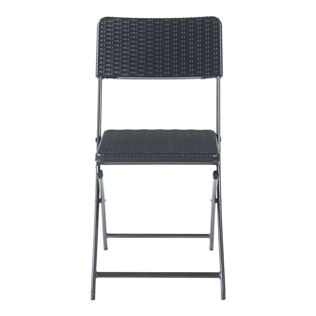 Set di 2 sedie pieghevoli da esterno per giardino campeggio e patio 81 x 45 x 58 cm effetto rattan nero 03_0009640