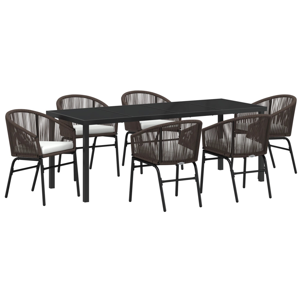 Set da Pranzo da Giardino in 7 Pezzi Rattan PE Marrone