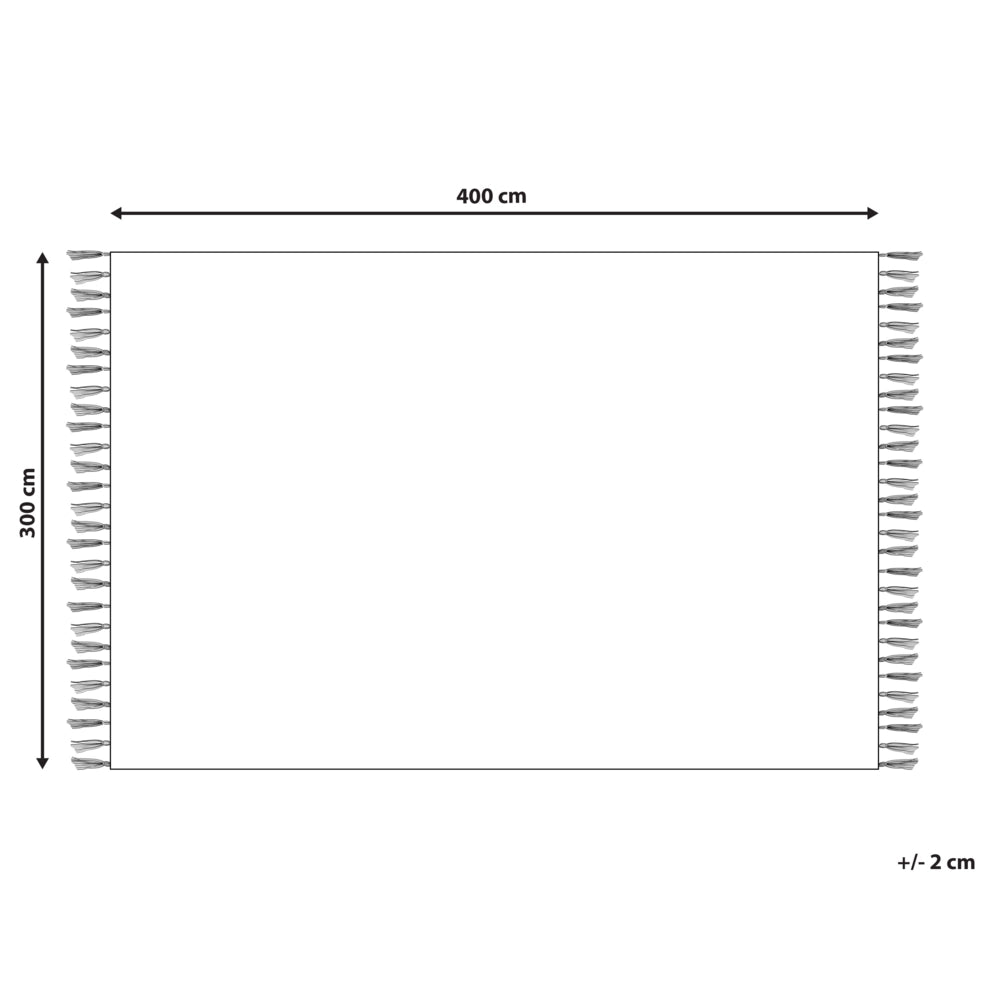 Tappeto classico in poliestere e cotone con nappe decorative beige 300 x 400 cm camera da letto soggiorno