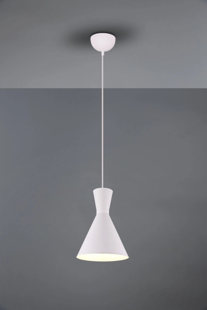 ENZO SOSPENSIONE 1 LUCE ATTACCO E27 DOPPIO CONO METALLO BIANCO D. 20CM