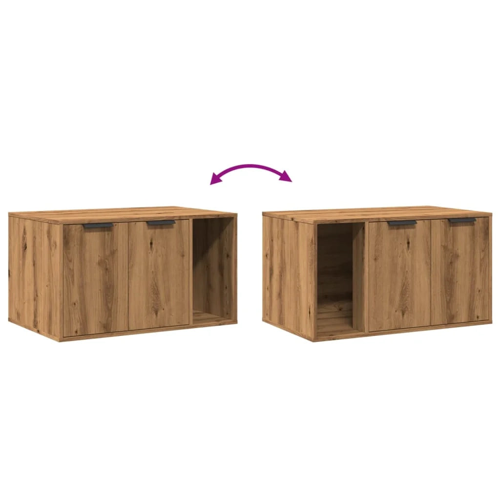 Mobiletto per lettiera per gatti fatto a mano 80 x 50 x 45 cm marrone 02_0043308