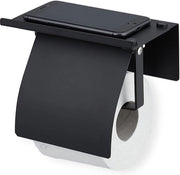 Sostegno per carta igienica con piastra da attacco alla parete - design moderno - acciaio inox nero