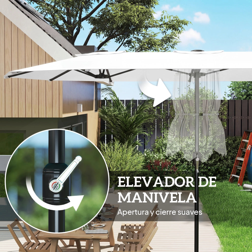 Ombrellone da Giardino 4.6x2.6 m ¨C zephmum ¨C Manovella Manuale Protezione UV50+ Bianco