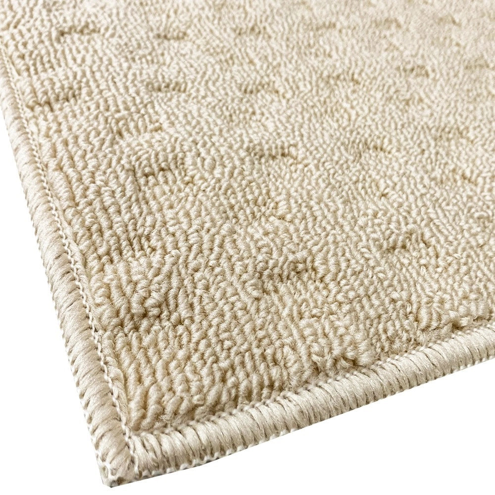 Tappeto Bagno Morbido Assorbente Antiscivolo 3D Intrecciato Lavabile Set 3 Pezzi Beige