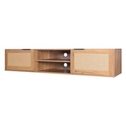 Jacala - Mobile TV sospeso con inserti in rattan, 2 ante e 2 vani a giorno