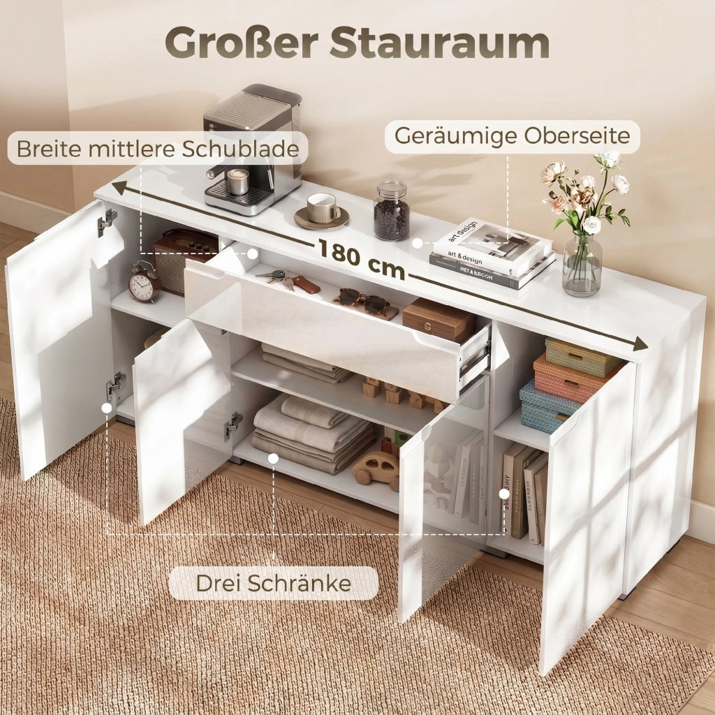 Cassettiera moderna con 4 ante ¨C Zephmum ¨C Bianco, 80x40x86 cm