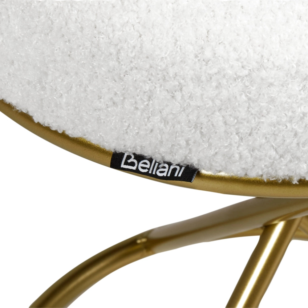 Pouf Boucle bianco sporco con gambe in metallo Camera da letto Soggiorno Accessori per sedersi