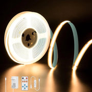 Striscia LED 5M regolabile 2700K luce calda 24V 2400LED - funzione oraria - telecomando a radiofrequenza - alimentatore GS - CRI93+ - per decorazione DIY in casa - illuminazione sotto cucina chiara
