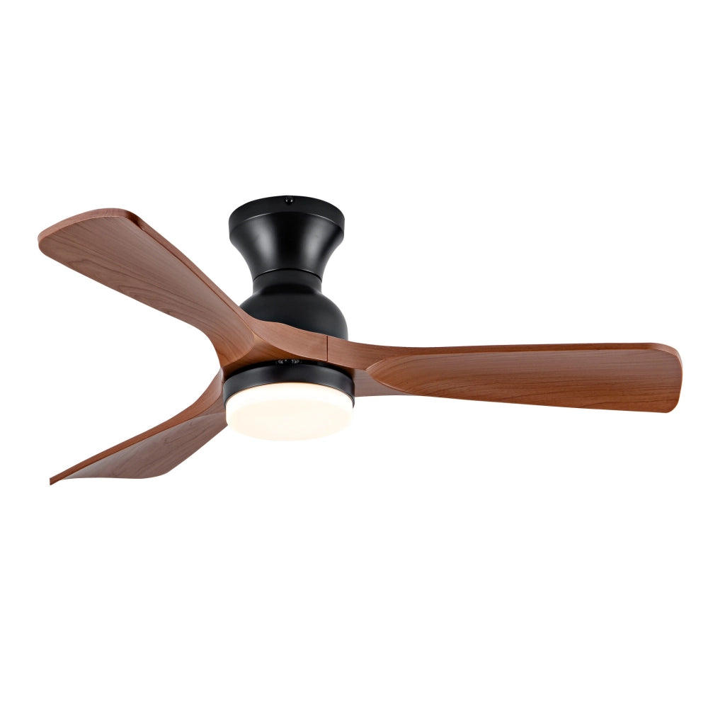 Ventilatore da soffitto con luce 42 pollici; 3 pale in ABS; motore DC; noce e nero