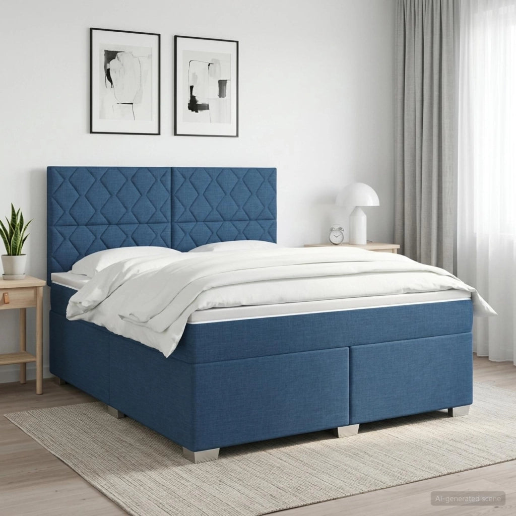 Letto box spring con materasso Blu 160 x 200 cm Tessuto 3453457